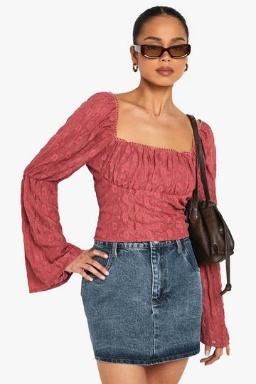 Lace Flare Sleeve Milkmaid Top rose