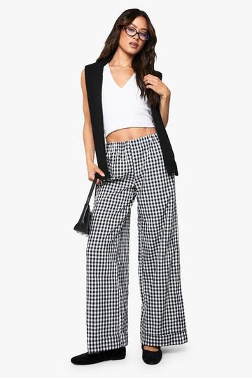Tall Gingham Broek Met Omgeslagen Pijpen black