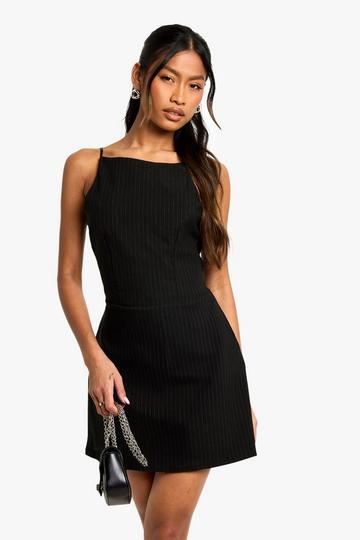 Bengaline Pinstripe Skort Playsuit black