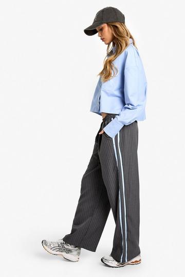 Waistband Side Stripe Wide Leg Trousers charcoal