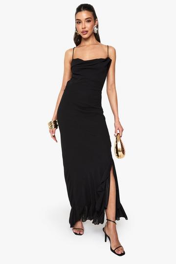 Chiffon Cowl Neck Maxi Dress black