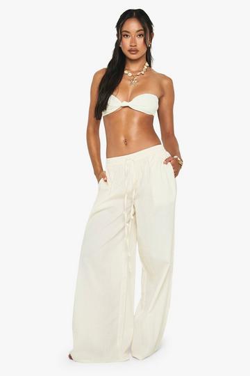 Shell Trim Cotton Beach Trousers ecru