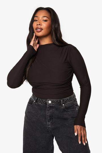 PLUS PREMIUM long sleeve bodysuit chocolate