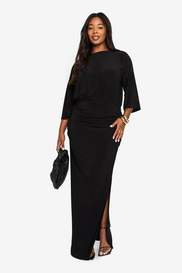 PLUS PREMIUM DRAPED maxi dress black