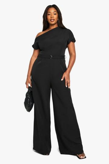 PLUS ASYMMETRIC BELTED JUMPSUIT black