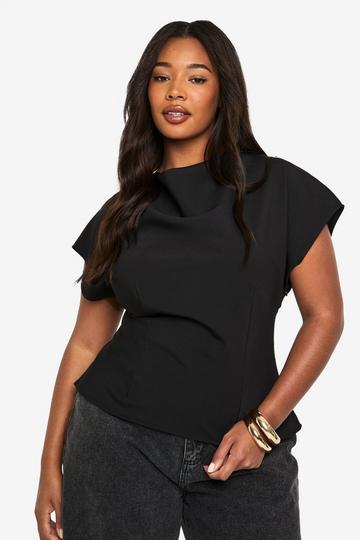 plus COWL DETAIL SLEEVELESS TOP black