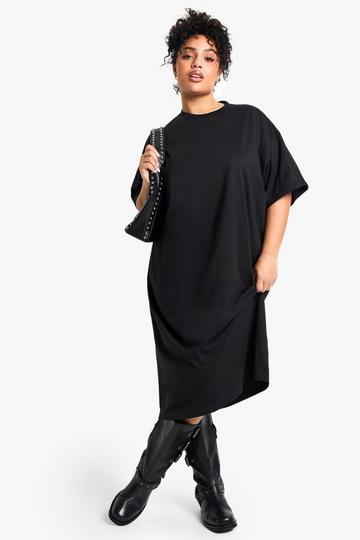 plus oversized midi t-shirt dress black