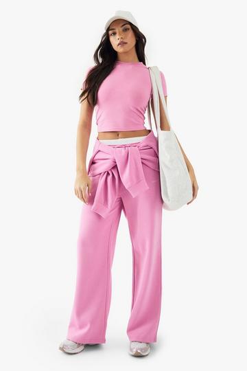 DSGN Studio Embroidered Straight Leg Jogger pink