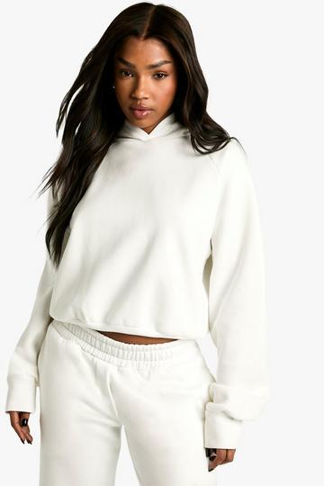 Ecru White Deep Hem Oversized Hoodie