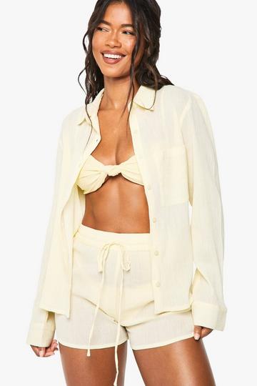 Crinkle Cotton Beach Shirt lemon