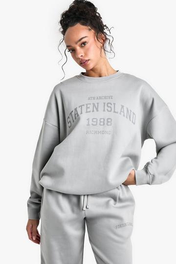 Staten Island Slogan Sweatshirt grey