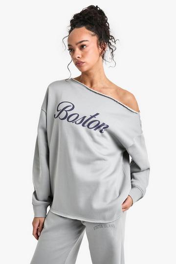 Off the Shoulder Boston Sweatshirt grey