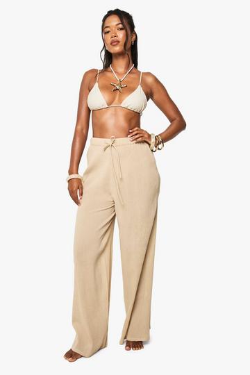 Crinkle Cotton Beach Trousers beige