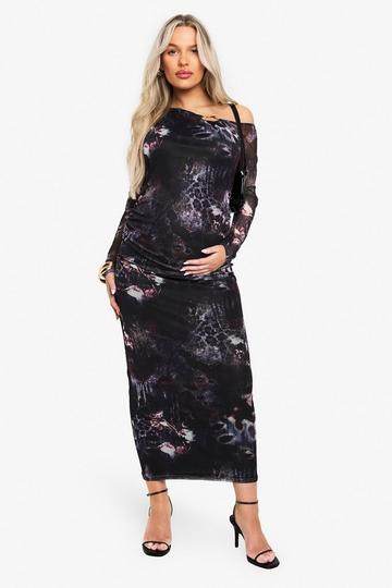 maternity trim detail asymmetric midaxi dress purple