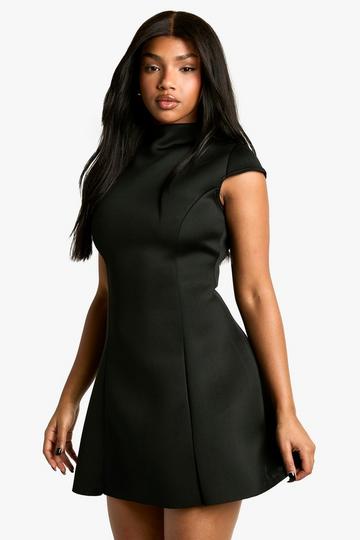 Tailored Cap Sleeve Mini Dress black