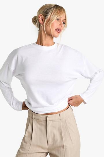 Boohoo basics oversized long sleeve t-shirt white