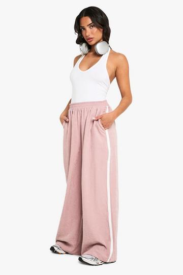 Petite Wide Leg Broek Met Zijstreep En Perzikhuid pink