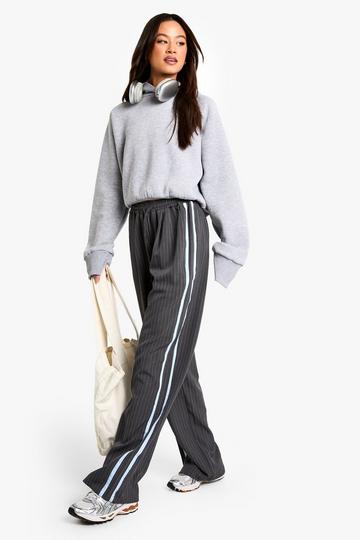 Tall Contrasterende Broek Met Krijtstrepen grey