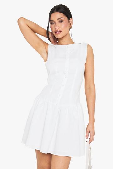 Tall Drop Waist Shift Mini Dress white