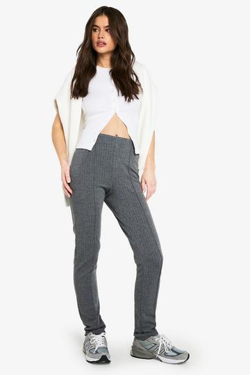 PONTE PINSTRIPE TAILORED PINTUCK SLIM TROUSERS grey