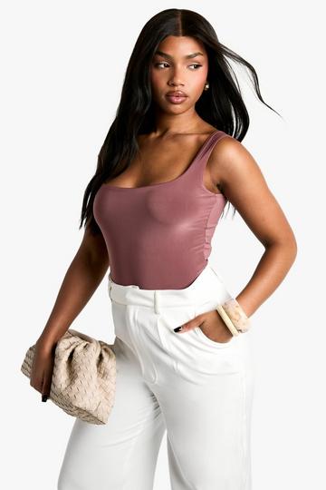 Double Layer Slinky Square Neck Crop top mauve