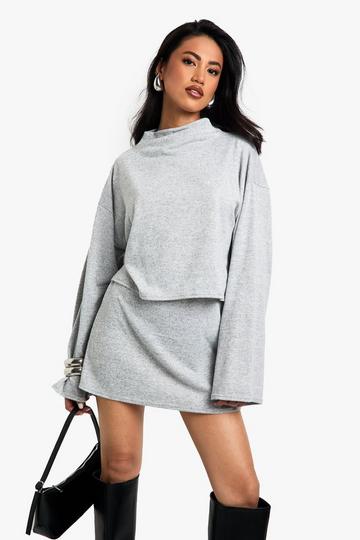 Grey Brushed Melange Mini Skirt