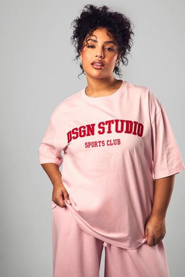 Plus DSGN Embroidered Oversized T-Shirt pink