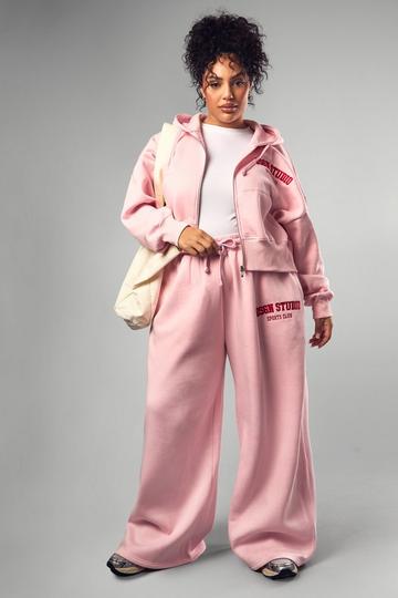 Plus DSGN Embroidered Straight Let Jogger pink