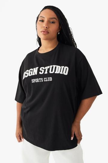 Plus DSGN Towelling Embroidered T-Shirt black