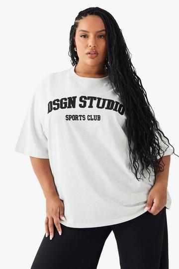 Grey Plus DSGN Embroidered T-Shirt