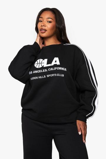 Plus Side Stripe Football Printed Sweatshirt black