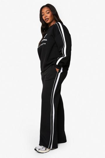 Plus Side Stripe Wide Leg Joggers black