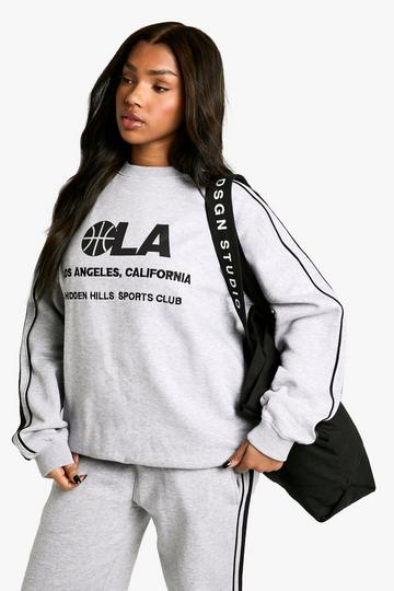 LA Basketball Side Striped Oversized Sweatshirt grey marl