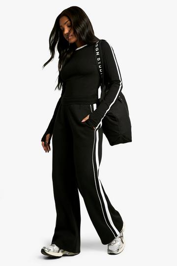 Double Side Striped Straight Leg Jogger black