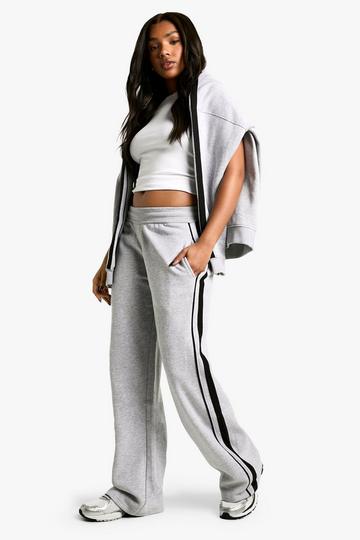 Double Side Striped Straight Leg Jogger grey marl