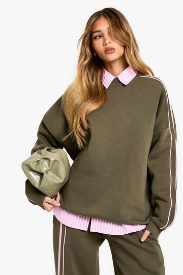 Double Side Striped Oversized Sweatshirt olive