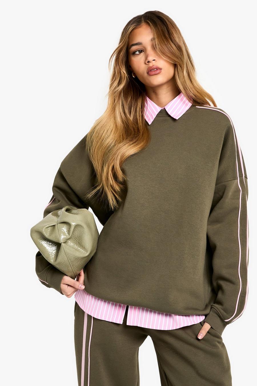 Double Side Striped Oversized Sweatshirt | boohoo Double Side Striped Oversized Sweatshirt | boohoo