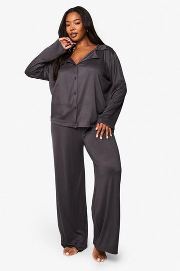 Grey Plus Basic Shirt & Trouser PJ Set