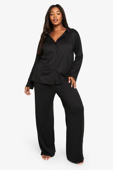 Black Plus Basic Shirt & Trouser PJ Set