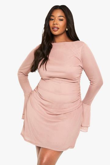 PLUS FLARED SLEEVE MINI SHIFT DRESS mauve