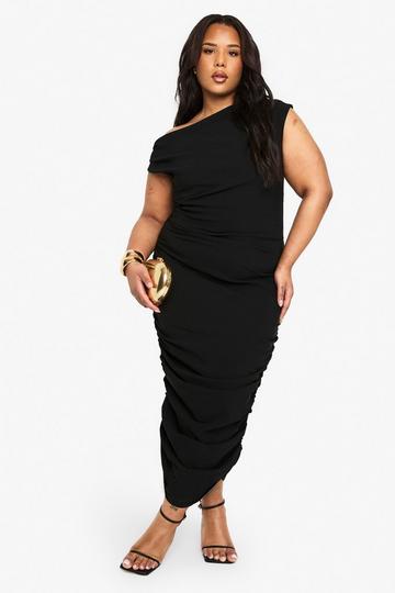 PLUS ASYMMETRIC BENGALINE MIDAXI DRESS black