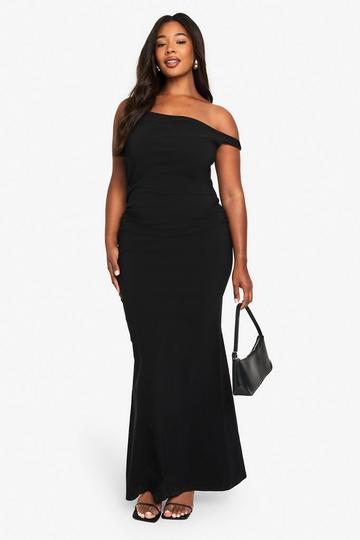 PLUS ASYMMETRIC KNOT DETAIL BENGALINE MAXI DRESS black