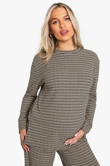 Maternity Rib Stripe Oversized T-Shirt black