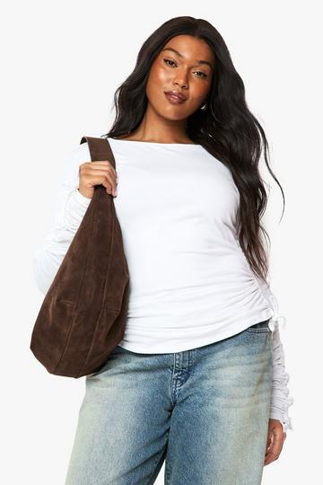 Plus Ruched Sleeve and Body Long Sleeve Top white