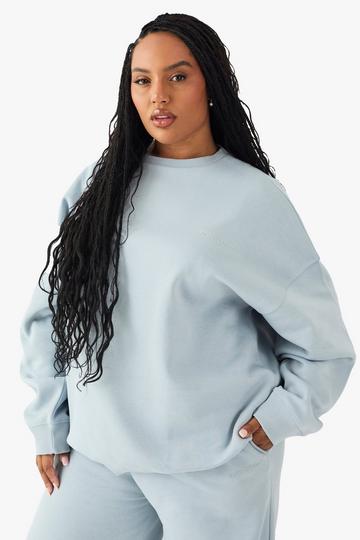 Plus DSGN Studio Embroidered Oversized Sweatshirt blue