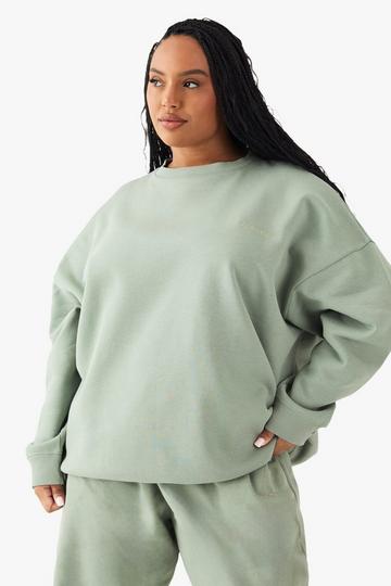 Plus DSGN Studio Embroidered Oversized Sweatshirt sage
