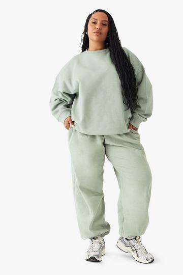 Plus DSGN Studio Embroidered Cuffed Oversized Jogger sage