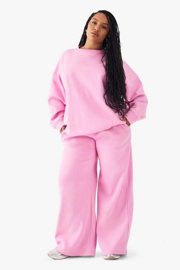Plus DSGN Studio Embroidered Straight Leg Jogger pink