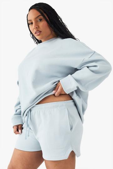 Plus DSGN Studio Embroidered Sweat Shorts blue