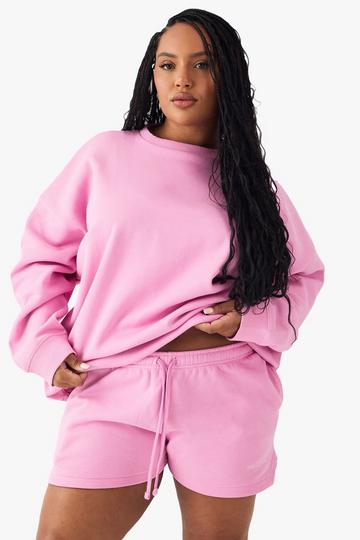 Plus DSGN Studio Embroidered Sweat Shorts pink